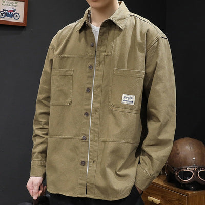 Workwear shirt long sleeved men's shirt casual jacket men