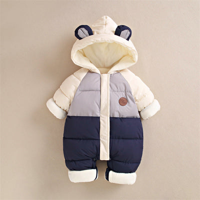 Baby down cotton jacket jumpsuit, autumn and winter clothes, khai clothes for men and women, baby clothes for going out, thick hugging clothes, winter climbing clothes