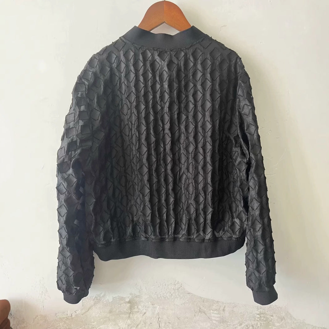 Women's Round Neck Zipper Cardigan Long Sleeve Jacket