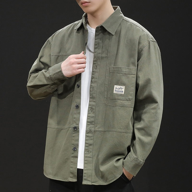 Workwear shirt long sleeved men's shirt casual jacket men