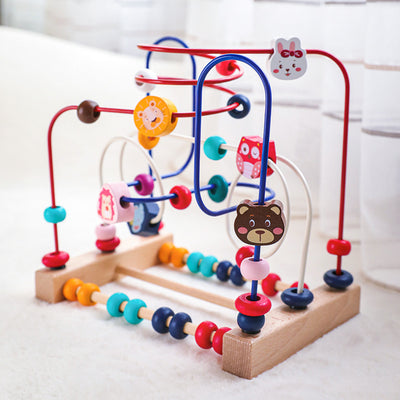 Children's cartoon animals, fruit wrapped beads, early education puzzle building blocks, baby hand eye coordination exercise toys