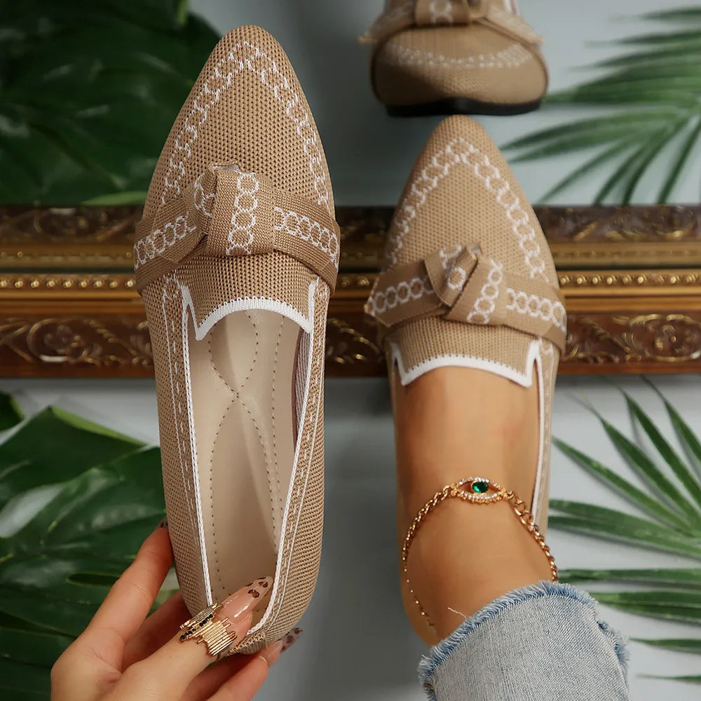 Flat sole single shoe women's set feet bow shallow mouth lazy work shoes