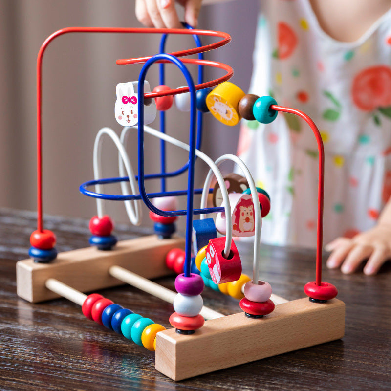 Children's cartoon animals, fruit wrapped beads, early education puzzle building blocks, baby hand eye coordination exercise toys