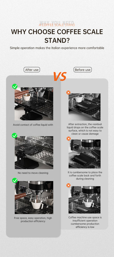MHW-3BOMBER Adjustable Height Coffee Weighing Rack with Silicone Non-slip Base Electronic Scale Stand Waterproof Barista Tools