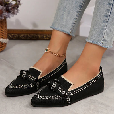Flat sole single shoe women's set feet bow shallow mouth lazy work shoes