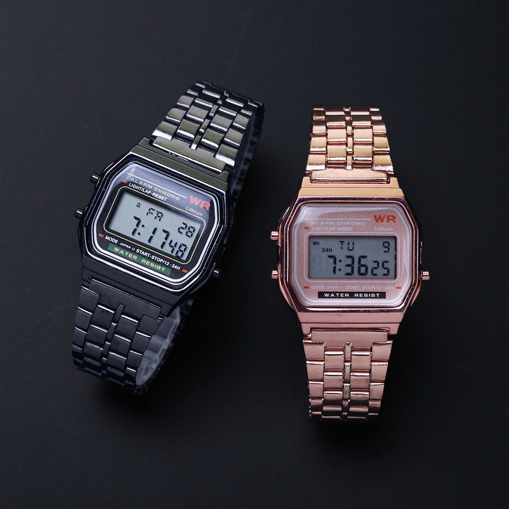 Rose Gold Silver Watches Men Watch Electronic Digital Display Retro Style Clock Men's Relogio Masculin Reloj Hombre homme
